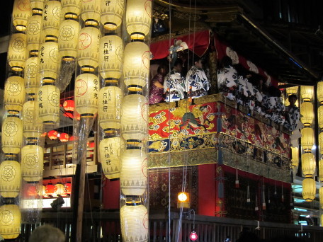 Lanterns and people on float