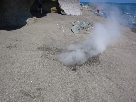 Steam vent on beach