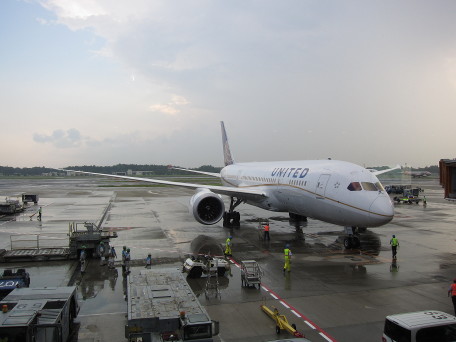 787 aircraft at Narita gate