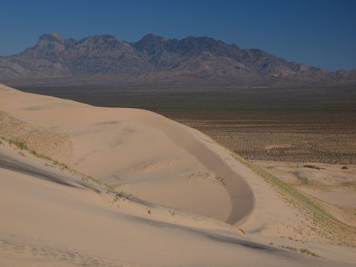 Image of sand dune showing magnetite concentration along crest