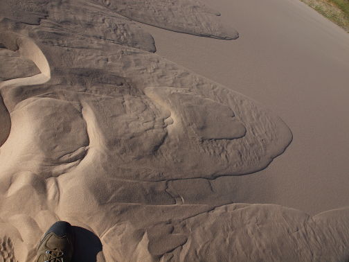 Small sand avalanches caused by walking up dune crest
