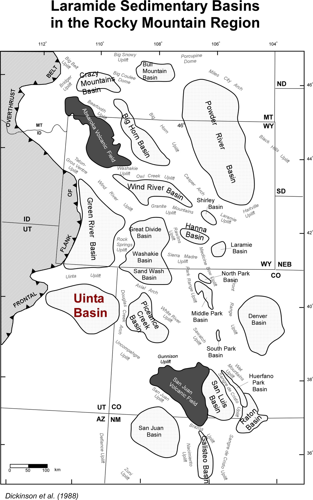 Laramide Sedimentary Basins in the Rocky Mountain Region